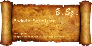 Bodnár Szíriusz névjegykártya